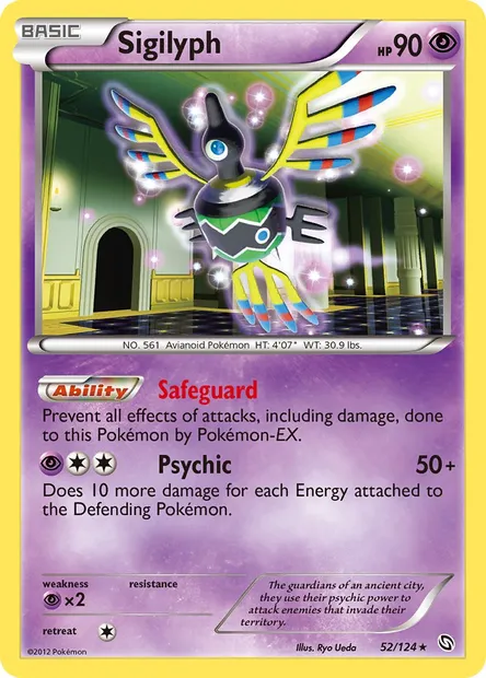 Sigilyph, Pokémon card DRX 52 — Dragons Exalted set