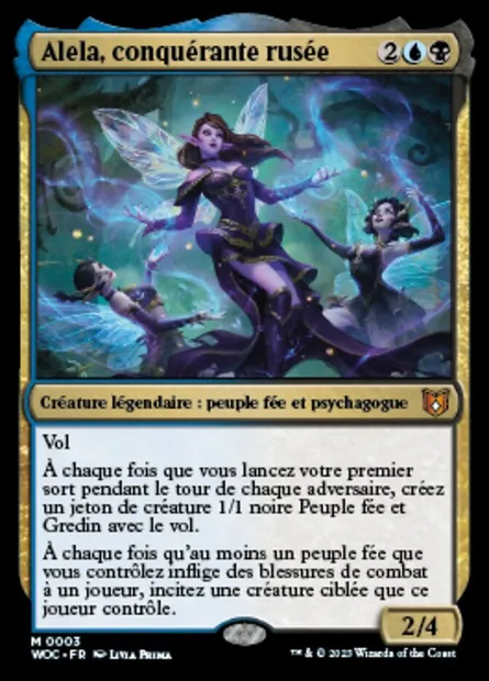 Alela, conquérante rusée, carte Magic WOC 3 — extension Wilds of Eldraine Commander