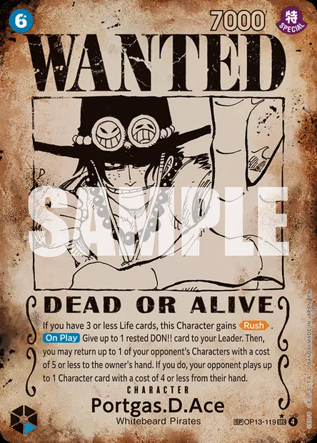 Portgas.D.Ace, One Piece card OP13-119 — CARRYING ON HIS WILL set
