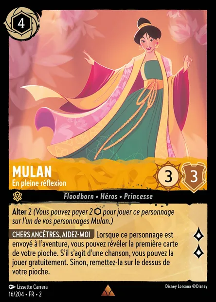 Mulan - En pleine réflexion, carte Disney Lorcana CH2-016 — extension L'Ascension des Floodborn