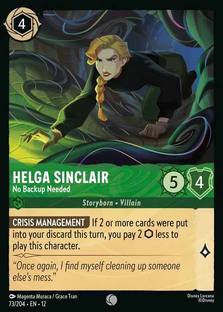 Helga Sinclair - No Backup Needed, Disney Lorcana card CH12-073 — Wilds Unknown set