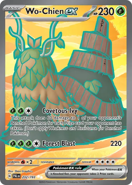 Wo-Chien ex, Pokémon card PAL 232 — Paldea Evolved set