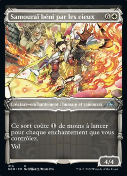 Samouraï béni par les cieux, carte Magic NEO 314 — extension Kamigawa: La Dynastie Néon