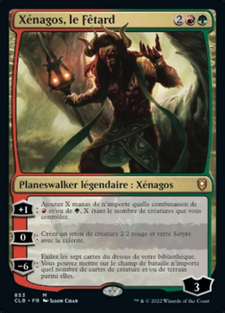 Xénagos, le Fêtard, carte Magic CLB 853 — extension Commander Légendes : la bataille de la Porte de Baldur