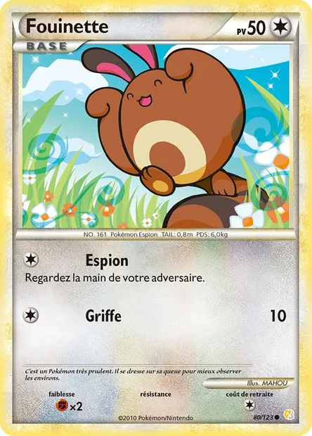 Fouinette, carte Pokémon HS 80 — extension HeartGold SoulSilver