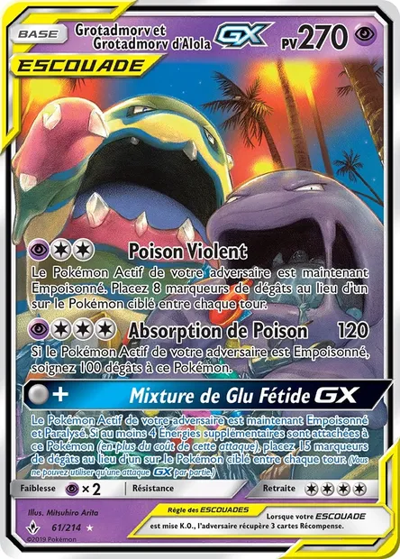 Grotadmorv et Grotadmorv d’Alola GX, carte Pokémon UNB 61 — extension Alliance Infaillible