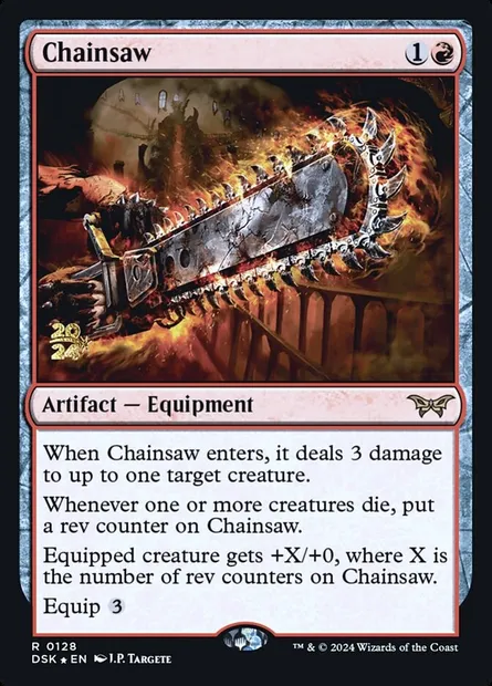 Tronçonneuse, carte Magic PDSK 128s — extension Duskmourn: House of Horror Promos