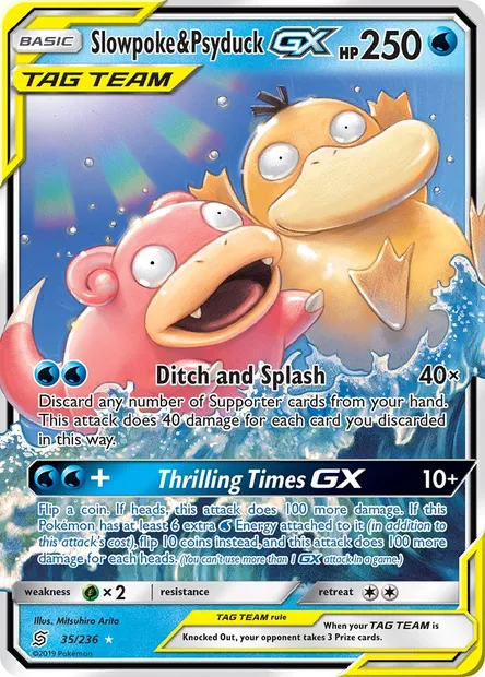 Slowpoke & Psyduck GX, Pokémon card UNM 35 — Unified Minds set