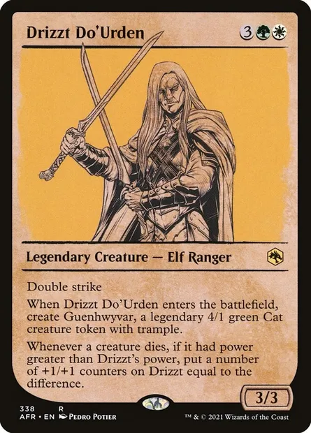 Drizzt Do'Urden, Magic card AFR 338 — Adventures in the Forgotten Realms set