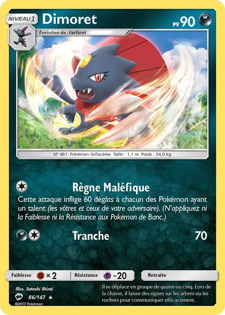 Dimoret, carte Pokémon BUS 86 — extension Ombres Ardentes