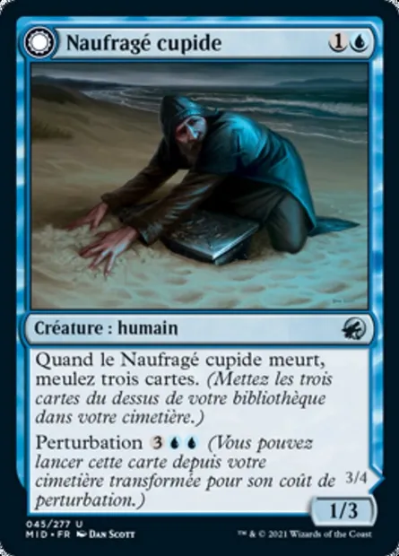 Naufragé cupide // Châtieur fantomal, carte Magic MID 45 — extension Innistrad : chasse de minuit