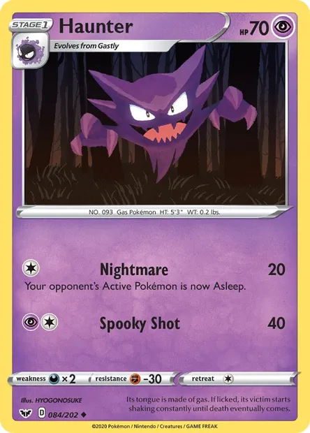 Haunter, Pokémon card SSH 84 — Sword & Shield set