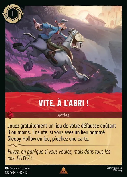 Vite, à l'abri !, carte Disney Lorcana CH10-130 — extension Lueurs dans les Profondeurs