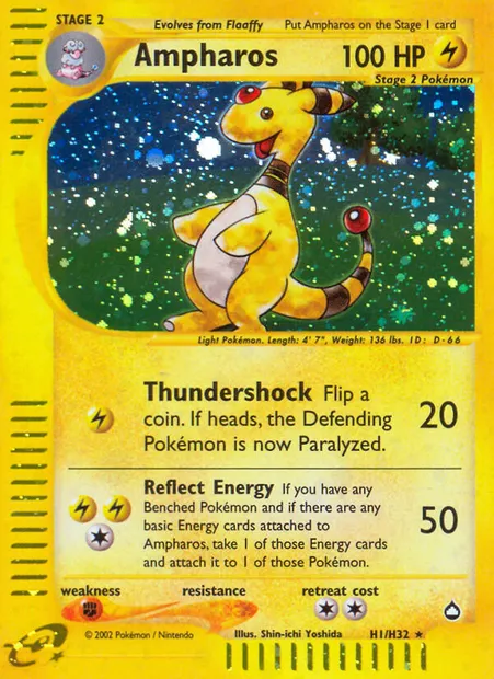 Pharamp, carte Pokémon AQ H01 — extension Aquapolis