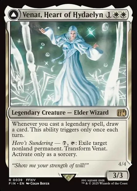 Venat, Heart of Hydaelyn // Hydaelyn, the Mothercrystal, Magic card FIN 39 — Final Fantasy set