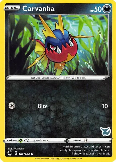 Carvanha, Pokémon card BA22 162 — Battle Academy 2022 set