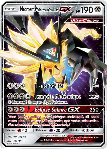 Necrozma Crinière du Couchant GX, carte Pokémon UPR 90 — extension Ultra-Prisme