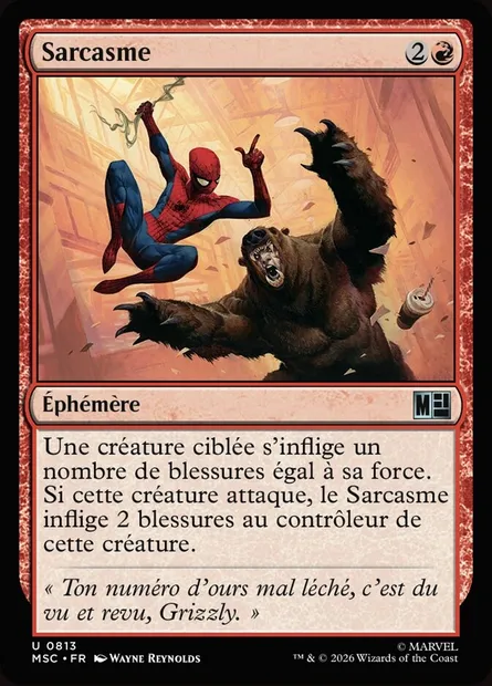Sarcasme, carte Magic MSC 813 — extension Marvel Super Heroes Commander