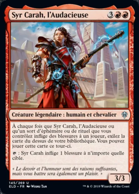 Syr Carah, l'Audacieuse, carte Magic ELD 145 — extension Throne of Eldraine