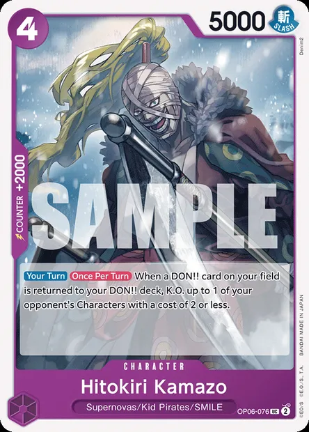 Hitokiri Kamazo, One Piece card OP06-076 — WINGS OF THE CAPTAIN set
