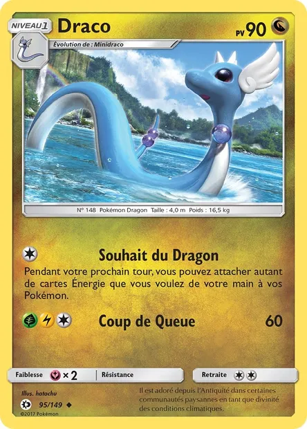 Draco, carte Pokémon SUM 95 — extension Soleil et Lune