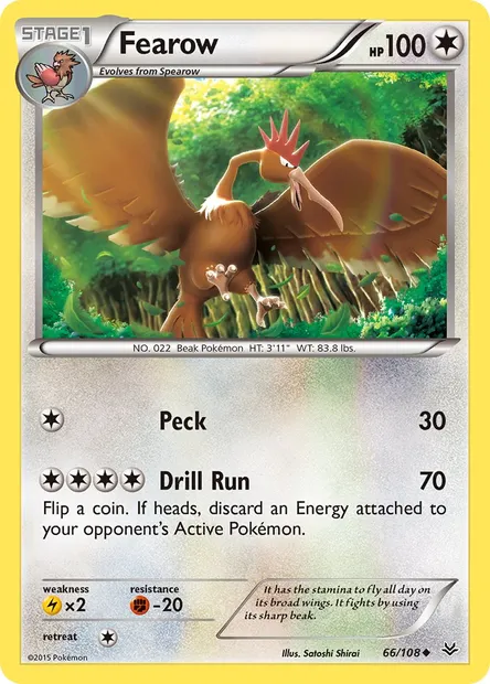 Fearow, Pokémon card ROS 66 — Roaring Skies set