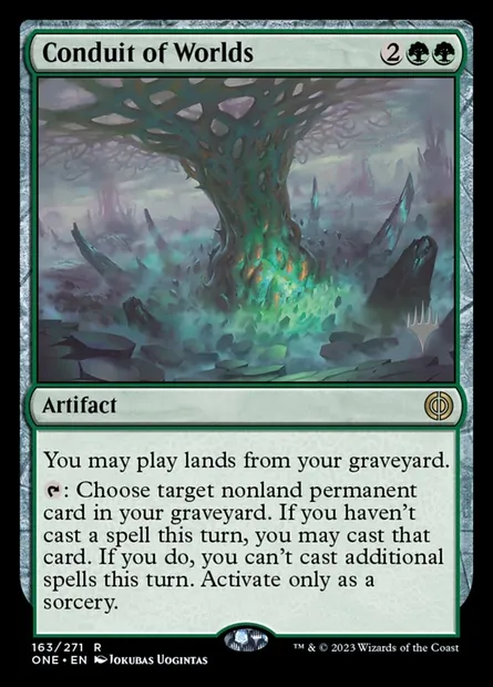 Conduit des mondes, carte Magic PONE 163p — extension Phyrexia: All Will Be One Promos