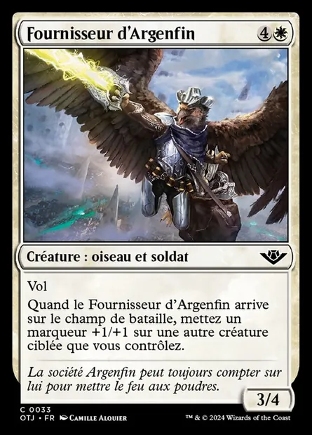 Fournisseur d'Argenfin, carte Magic OTJ 33 — extension Outlaws of Thunder Junction