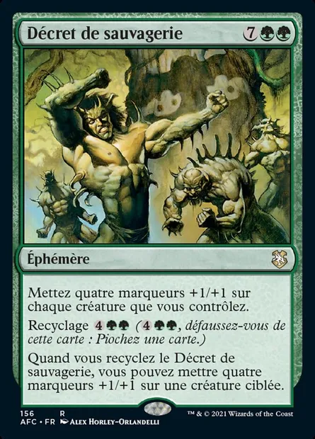 Décret de sauvagerie, carte Magic AFC 156 — extension Forgotten Realms Commander