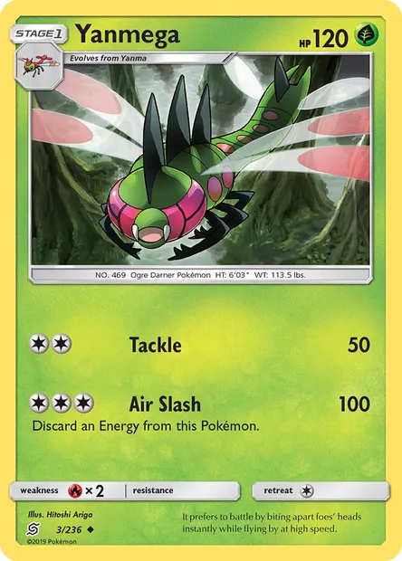 Yanmega, Pokémon card UNM 3 — Unified Minds set
