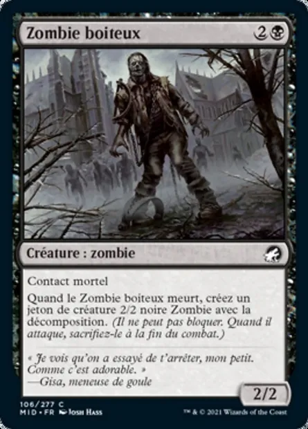 Zombie boiteux, carte Magic MID 106 — extension Innistrad : chasse de minuit