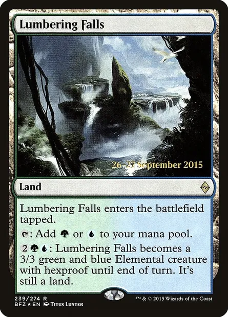 Lumbering Falls, Magic card PBFZ 239s — Battle for Zendikar Promos set