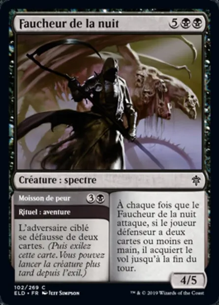 Faucheur de la nuit // Moisson de peur, carte Magic ELD 102 — extension Throne of Eldraine