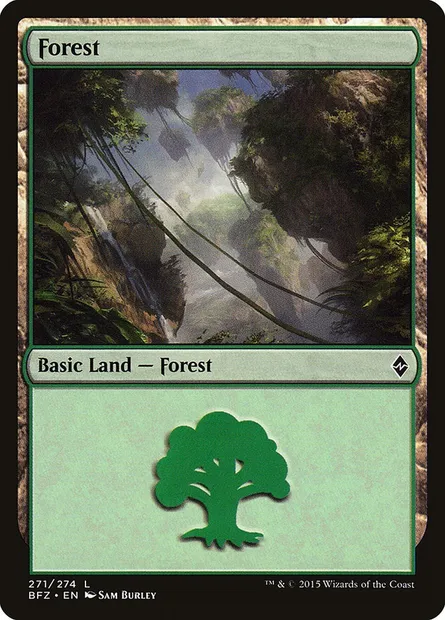Forest, Magic card BFZ 271a — Battle for Zendikar set