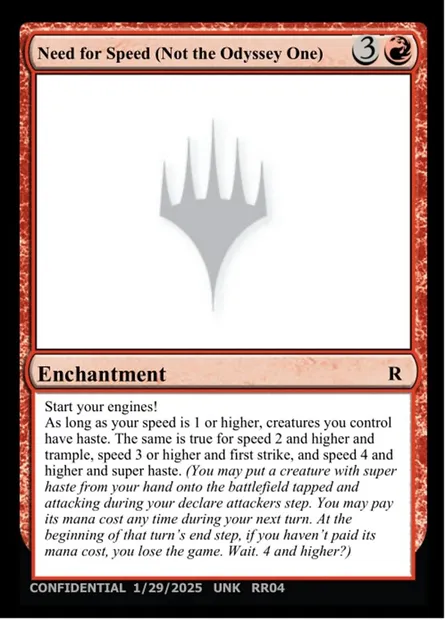 Need for Speed (Not the Odyssey One), Magic card UNK RR04 — Unknown Event set