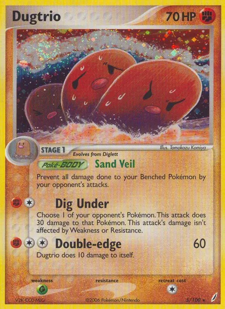 Dugtrio, Pokémon card CG 5 — Crystal Guardians set