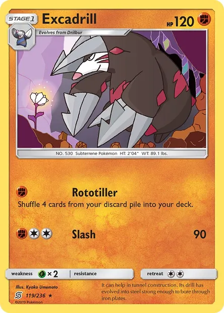 Excadrill, Pokémon card UNM 119 — Unified Minds set
