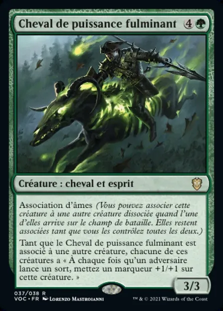 Cheval de puissance fulminant, carte Magic VOC 37 — extension Crimson Vow Commander
