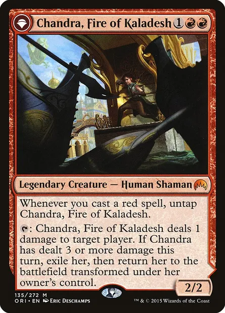 Chandra, Fire of Kaladesh // Chandra, Roaring Flame, Magic card ORI 135 — Magic Origins set