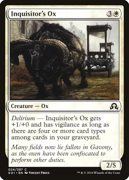 Inquisitor's Ox, Magic card SOI 24 — Shadows over Innistrad set