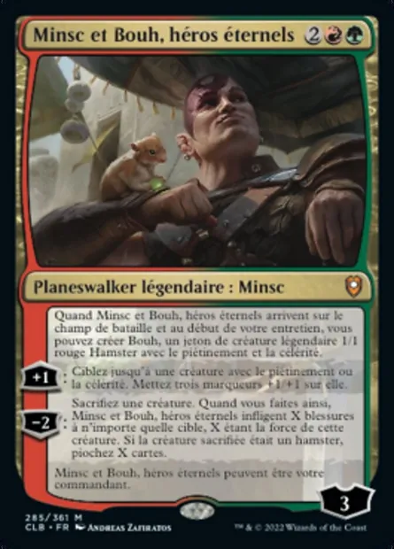 Minsc et Bouh, héros éternels, carte Magic CLB 285 — extension Commander Légendes : la bataille de la Porte de Baldur