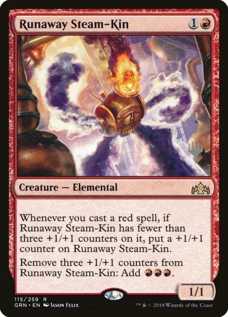 Runaway Steam-Kin, Magic card PGRN 115p — Guilds of Ravnica Promos set