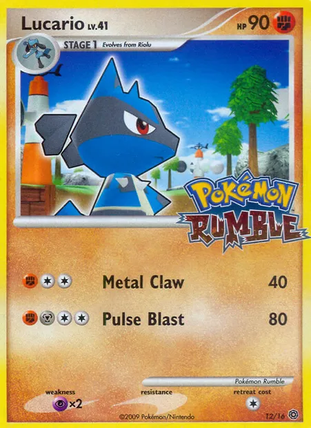 Lucario, carte Pokémon RM 12 — extension Pokémon Rumble