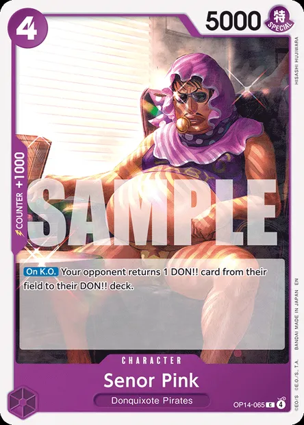 Senor Pink, One Piece card OP14-065 — THE AZURE SEA’S SEVEN set