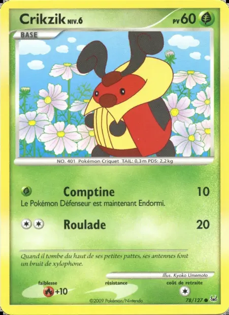 Crikzik, carte Pokémon PL 78 — extension Platine