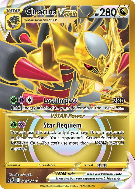 Giratina VSTAR, Pokémon card LOR 212 — Lost Origin set