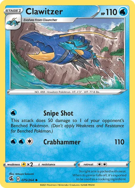Clawitzer, Pokémon card FST 75 — Fusion Strike set