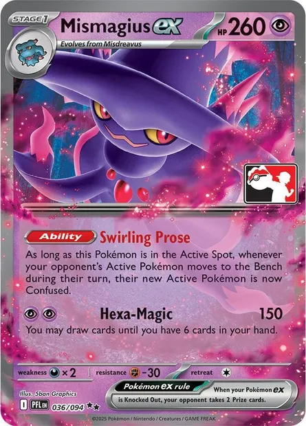 Mismagius ex, Pokémon card PPS 036-8 — Play! Pokémon Prize Pack Series set