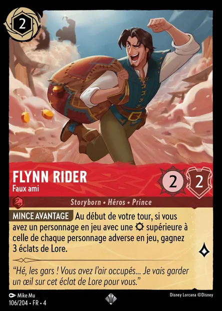 Flynn Rider - Faux ami, carte Disney Lorcana CH4-106 — extension Le Retour d'Ursula