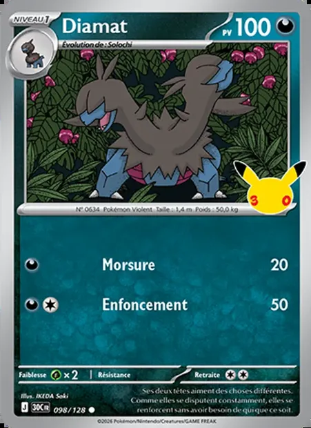 Diamat, carte Pokémon 30C 098 — extension 30ᵉ Anniversaire